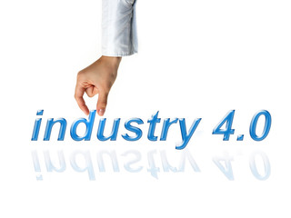 Industry 4.0 concept, woman hand background