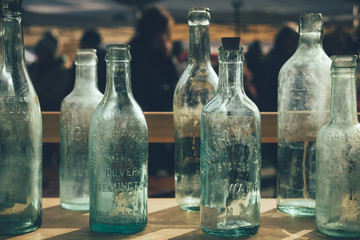 vintage america new york brooklyn flea market flea market old suitcases bottles photo frame