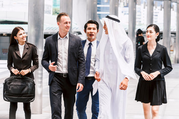 Group of business people walking at the street