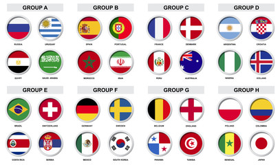 Set of sport tounament badge with nation flag