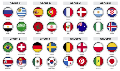 Set of sport tounament badge with nation flag