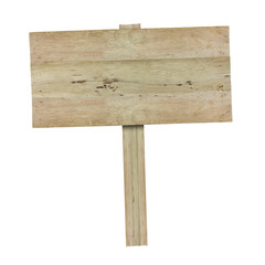 Wooden sign isolated on white background