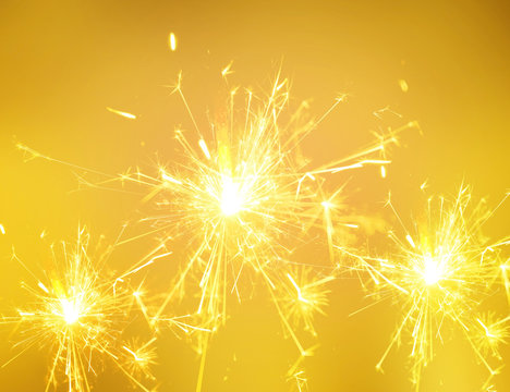 Sparkler fire. Festive New Year.