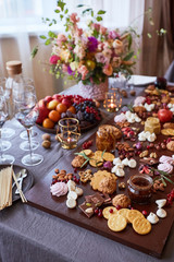 Fototapeta na wymiar Delicious sweets on candy buffet. different sweets on a wooden table