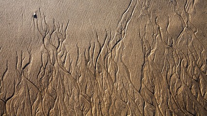 Abstract design pattern formed naturally on beach sand
