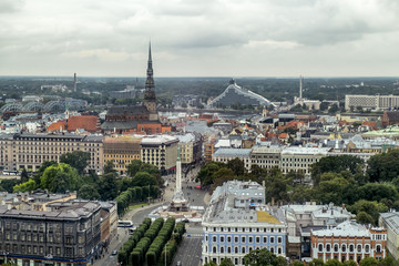 Fototapeta na wymiar The view from the heights of the historic centre of Riga in Latvia
