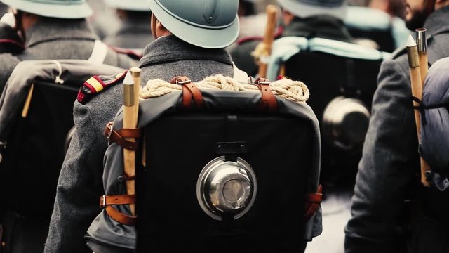 World War I reenactors take part at a military parade