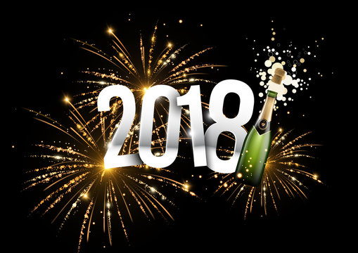 2018 bonne année feux d'artifice champagne