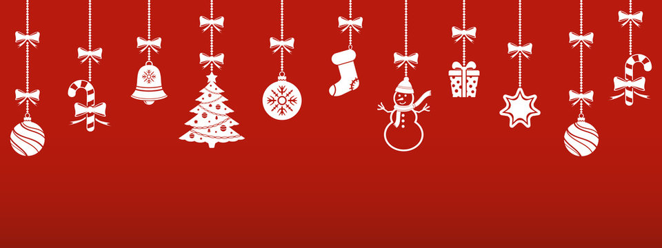 Christmas hanging ornaments with shadow vector background