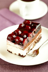 Chocolate cake with sour cherries