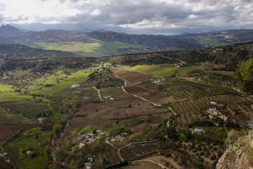 Fototapeta na wymiar beautiful rural landscape seen from Ronda old town, Andalusia, Spain