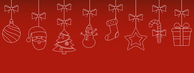 Christmas hanging thin line ornaments background