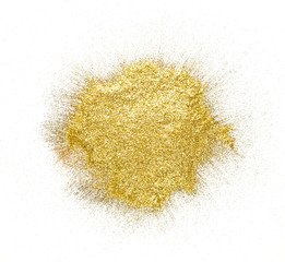 Fototapeta na wymiar Golden glitter sand texture on white background