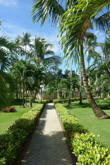 Obraz na płótnie Canvas Sidewalk or garden path on a tropical resort