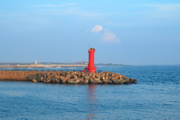 Red Lighthouse on the seawall