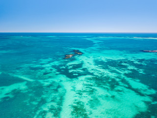 Aerial photograph over reef at Hillarys Beach in Perth, Western Australia.