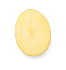 Raw potato closeup isolated on white background