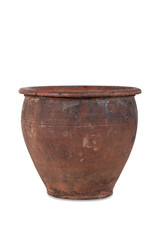 Old clay pot on a white background
