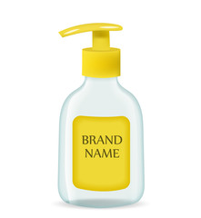 Liquid soap realistic packaging,. 3d bottle mock-up for brand template. Vector illustration
