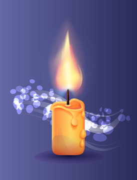 Burning Candle in Realistic Design Vector Icon