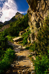 Obraz premium Mountain path to Koscielec peak. Tatra mountain