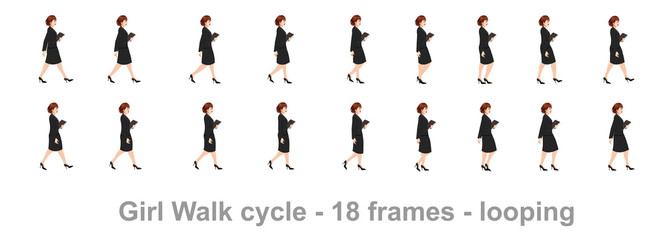 Business girl walk cycle animation sprite sheet,  Women walk cycle, Animation Frames