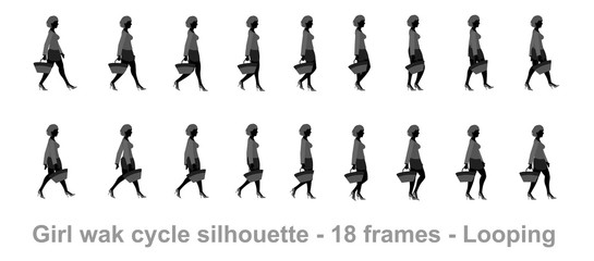 shopping girl walk cycle,  Animation sprite sheet, sprites, Loop animation