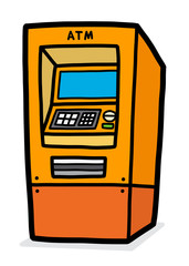 ATM / cartoon vector and illustration, hand drawn style, isolated on white background.