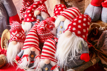 christmas santa Claus and gnomes puppets