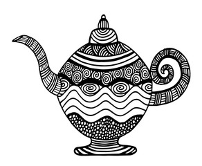 Teapot isolated art illustration. Hand drawn 