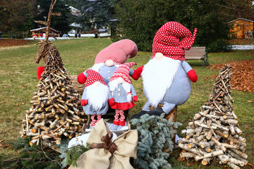 christmas santa Claus and gnomes puppets