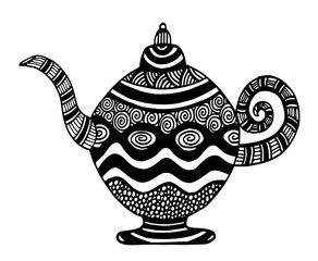 Teapot isolated art illustration. Hand drawn 