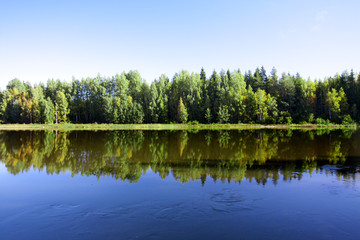 Fototapeta na wymiar Calm and beautiful Kymijoki river in Finland.