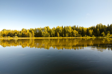 Calm and beautiful Kymijoki river in Finland.