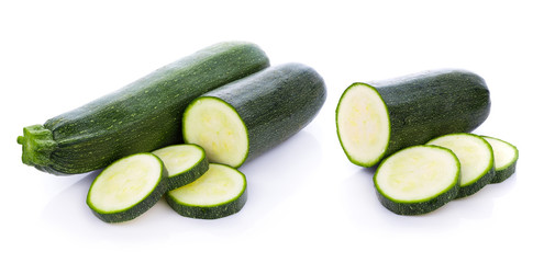 green zucchini vegetables isolated on white background