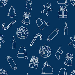 Sewing fabric with Vector Seamless Pattern Background of Christmas ...