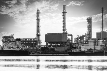 oil refineries and evening light.