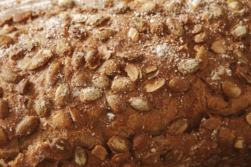 Rye bread texture background, closeup
