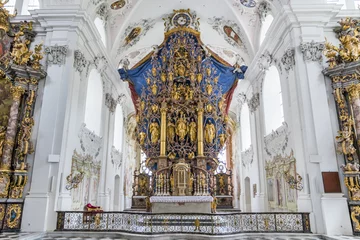 Fotobehang Altar depicting the Tree of Jesse inside the collegiate church of Stift Stams, a baroque Cistercian abbey in the municipality of Stams, state of Tyrol, western Austria © J. Ossorio Castillo