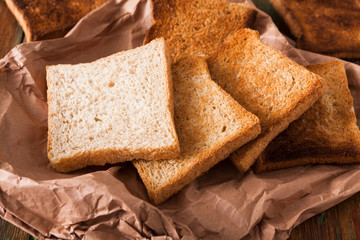 White bread toasts background
