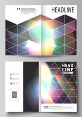 Business templates for bi fold brochure, magazine, flyer, booklet, report. Cover template, abstract vector layout in A4 size. Retro style, mystical Sci-Fi background. Futuristic trendy design.
