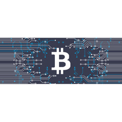 Virtual symbols of the coin bitcoin. Crypto currency. Abstract technology.