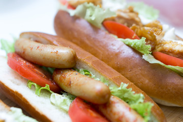 A lot of hot dogs