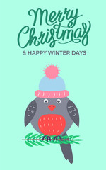 Merry Christmas Green Poster Vector Illustration