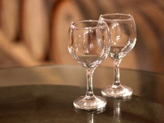 Wineglasses in the wine cellar