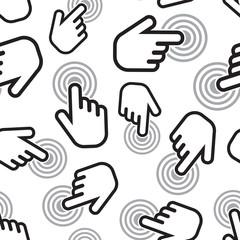 Click hand seamless pattern background. Business flat vector illustration. Cursor finger sign symbol pattern.