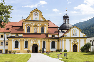 Fototapeta na wymiar Stift Stams, a baroque Cistercian abbey in the municipality of Stams, state of Tyrol, western Austria