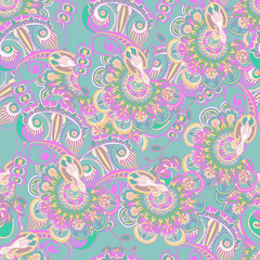 Seamless abstract fantasy owl pattern