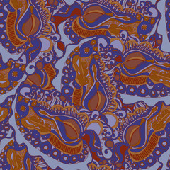 Seamless pattern with abstract fantasy elements.