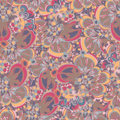 Seamless pattern with abstract flowers. Colorful.